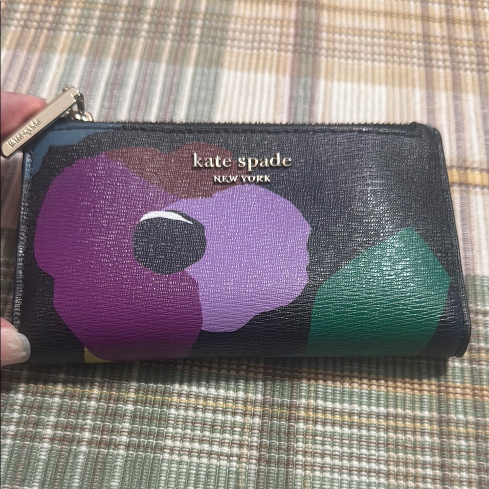 Kate Spade Black and Purple Artistic Wallet